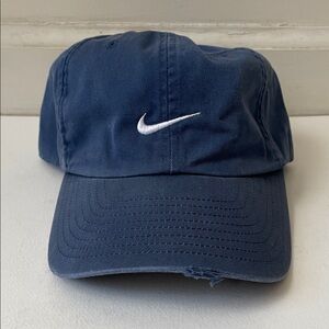Nike Men's faded distressed strapback vintage Navy Blue Hat